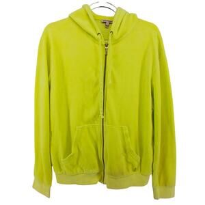 Juicy Couture Yellow Velour Tracksuit Jacket Women LG Y2K Paris Hilton JC Emblem